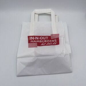 12x8 Plastic In-N-Out Burger Tote Bag Brand New INO Burger Restaurant California